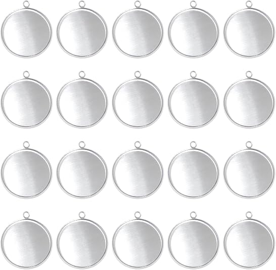 Pendant Blank Bezel - 20 peças de aço inoxidável moldura
