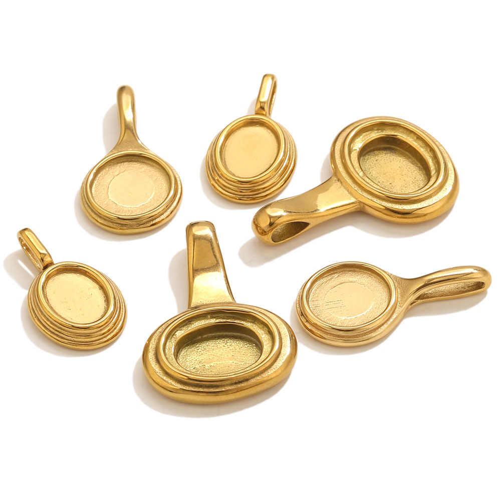 Pendant Blank Bezel - 5 pçs de aço inoxidável redondo