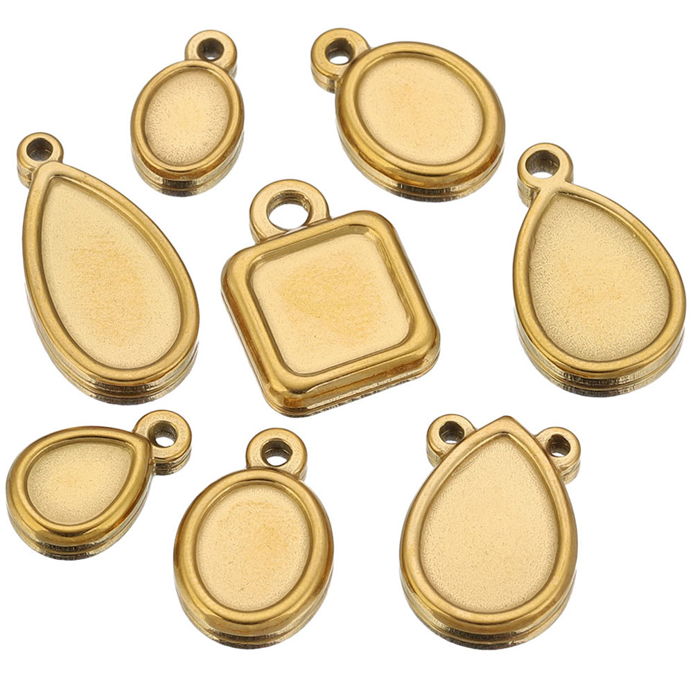 Pendant Blank Bezel - 5 Peças de Aço Inoxidável: Bases
