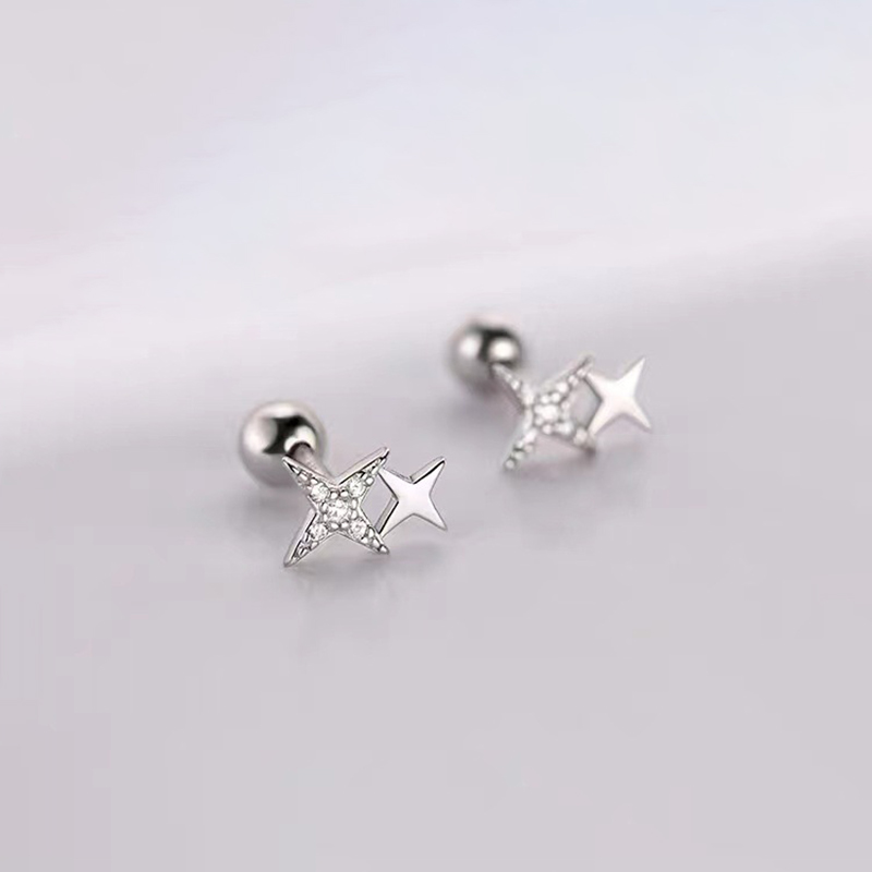 Beading Needle Fine - Brincos de prata 925 com zircônia
