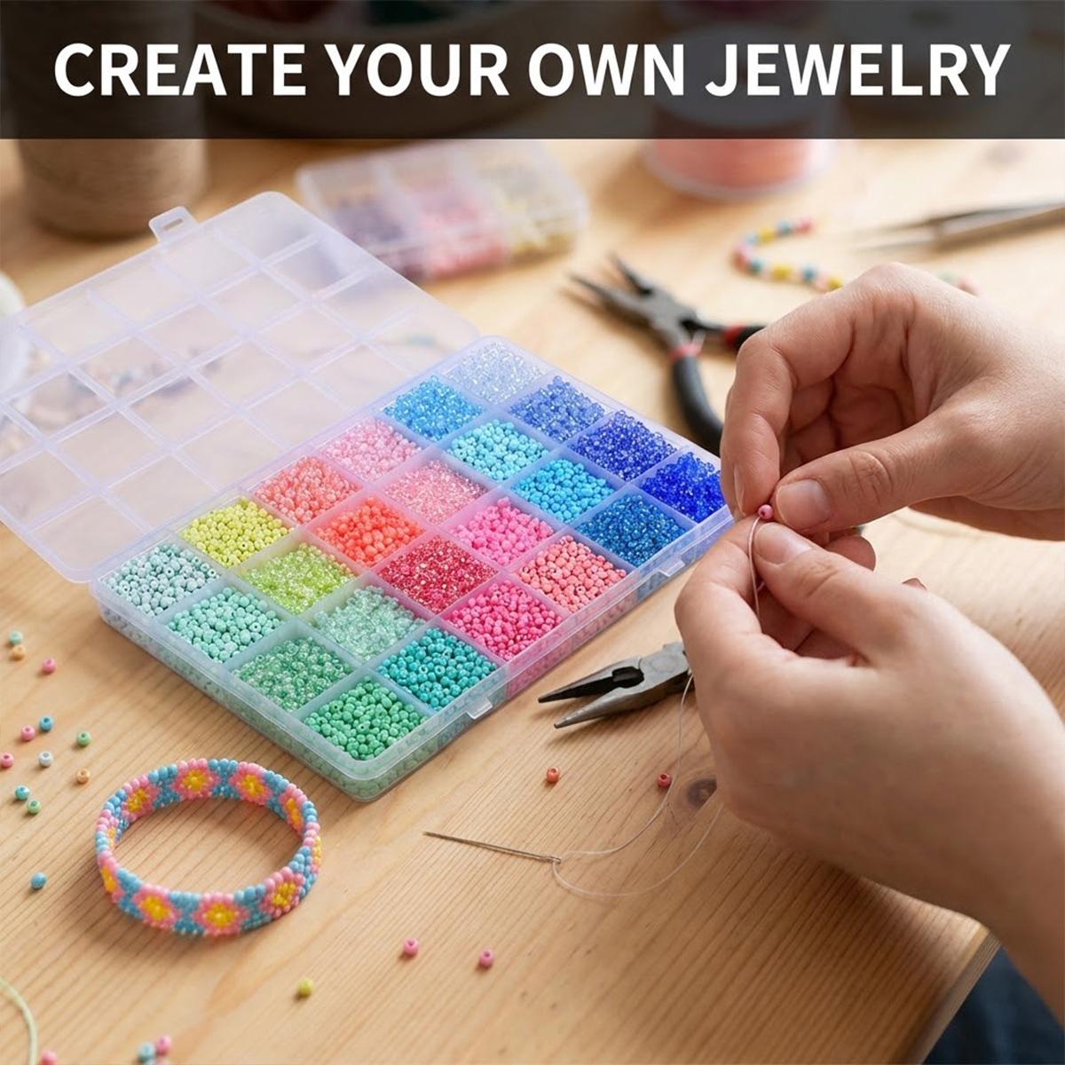 Kit com 5200 Contas de Vidro S - Jewelry Making Organizer avaliação e preço